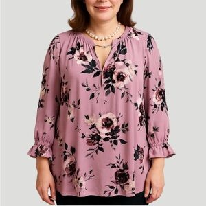 NWT LAURA Purple Floral Blouse size 22